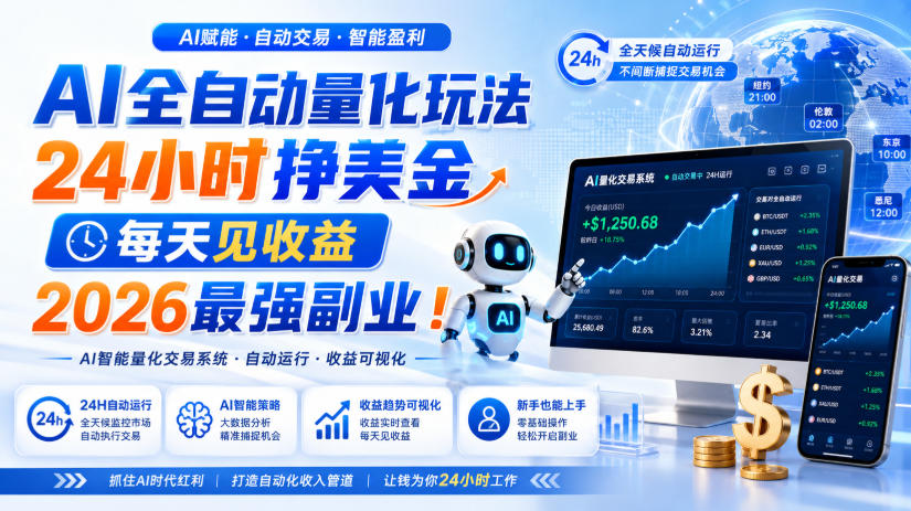 （19899期）AI量化全自动操作挣美金，矩阵可日入1000+，适合普通人的副业！|无忧资源社