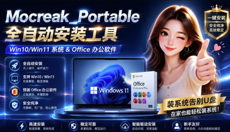 (19970期)Mocreak全自动安装office和win10、win11系统,告别U盘装系统,使用安全可靠|无忧资源社