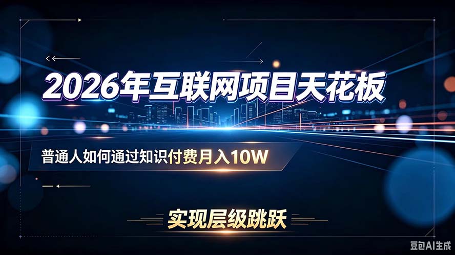 （20150期）2026年互联网项目天花板：普通人如何通过知识付费月入10W，实现层级跳跃|无忧资源社