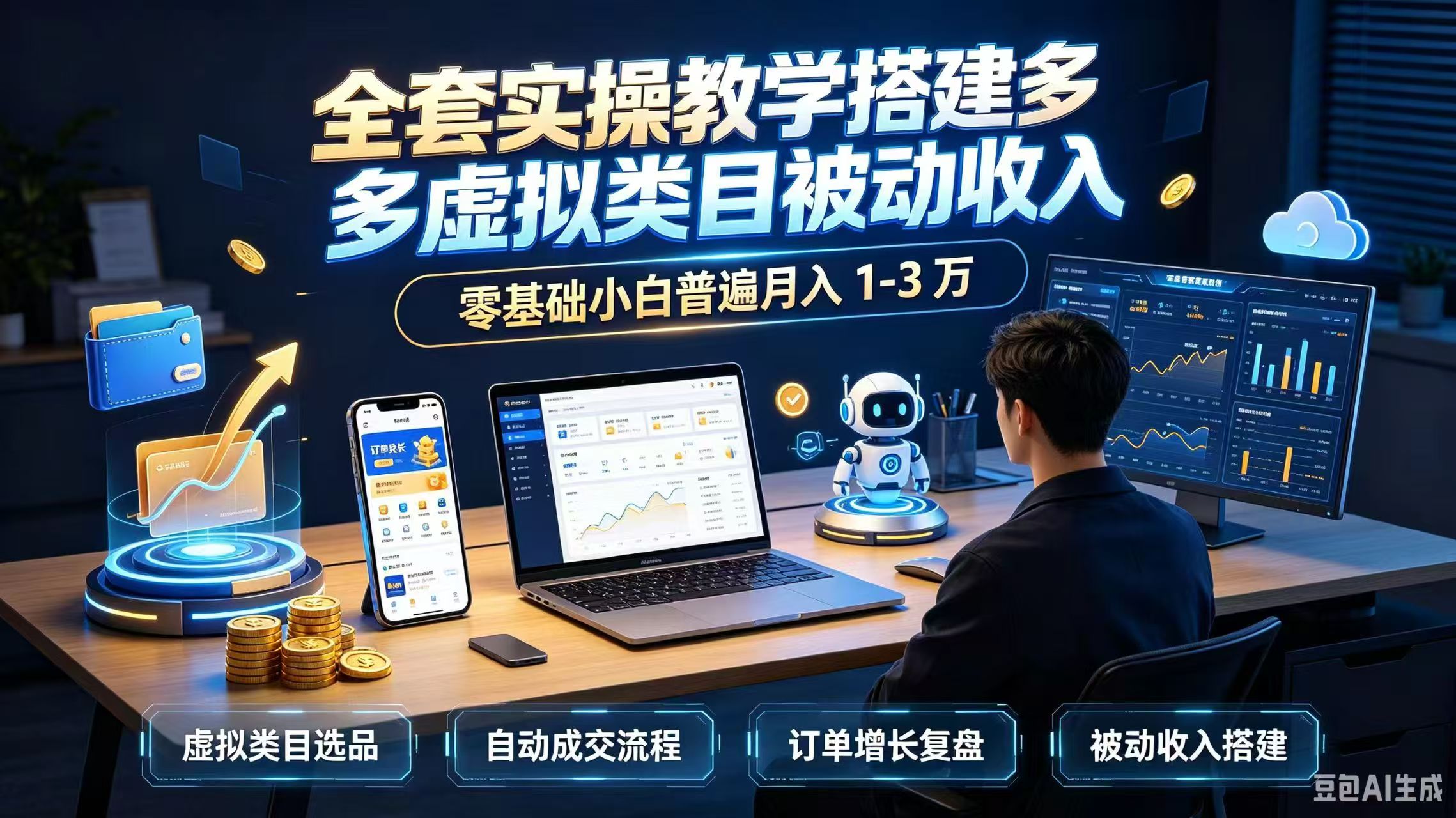 （20076期）全套实操教学搭建多多虚拟类目被动收入，零基础小白普遍月入 1-3 万|无忧资源社