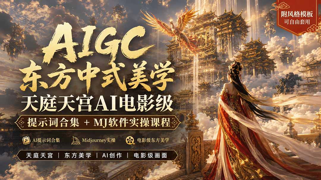 （19998期）AIGC东方中式美学天庭天宫AI电影级提示词合集+MJ软件实操课程|无忧资源社