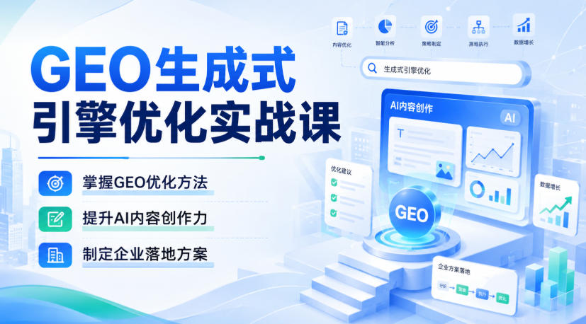 GEO生成式引擎优化实战课，掌握GEO优化方法，提升AI内容创作力，制定企业落地方案|无忧资源社