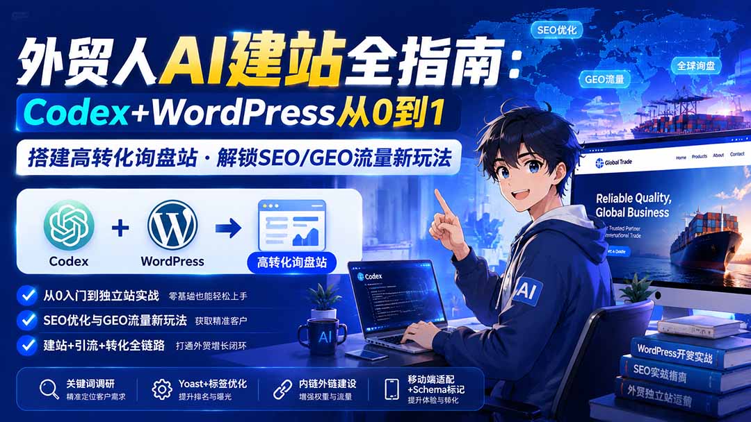 （20003期）外贸人AI建站全指南：Codex+WordPress从0到1·搭建高转化询盘站·解锁SEO/GEO流量新玩法-更新8月|无忧资源社