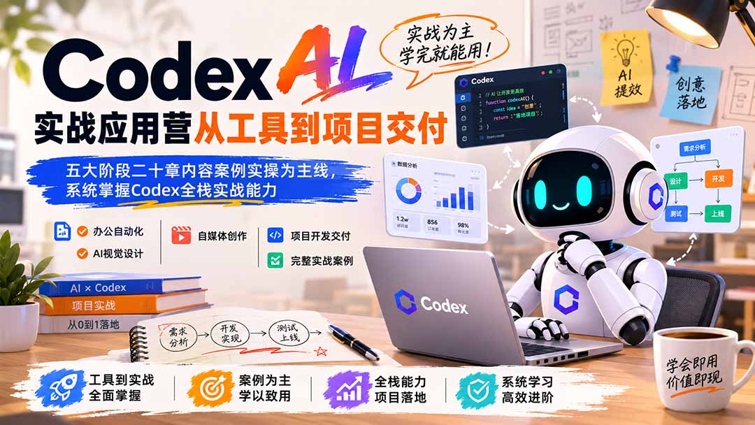 （19854期）Codex AI实战应用营从工具到项目交付；五大阶段二十章内容案例实操为主线，系统掌握Codex全栈实战能力|无忧资源社