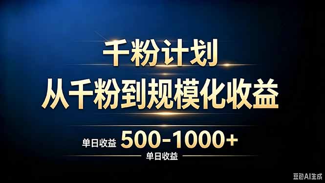 （20078期）抖音千粉账号计划，从千粉到规模化收益 500-1000+单日收益|无忧资源社
