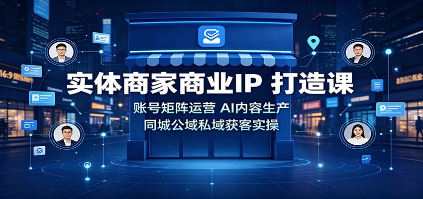 实体商家商业IP打造课：账号矩阵运营，AI内容生产，同城公域私域获客实操|无忧资源社