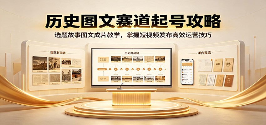 历史图文赛道起号攻略：选题故事图文成片教学，掌握短视频发布高效运营技巧|无忧资源社