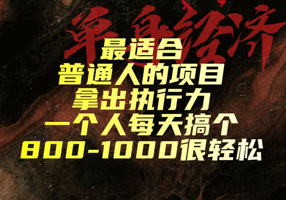 最适合普通人的项目，拿出执行力一个人每天搞个800-1k很轻松【揭秘】|无忧资源社