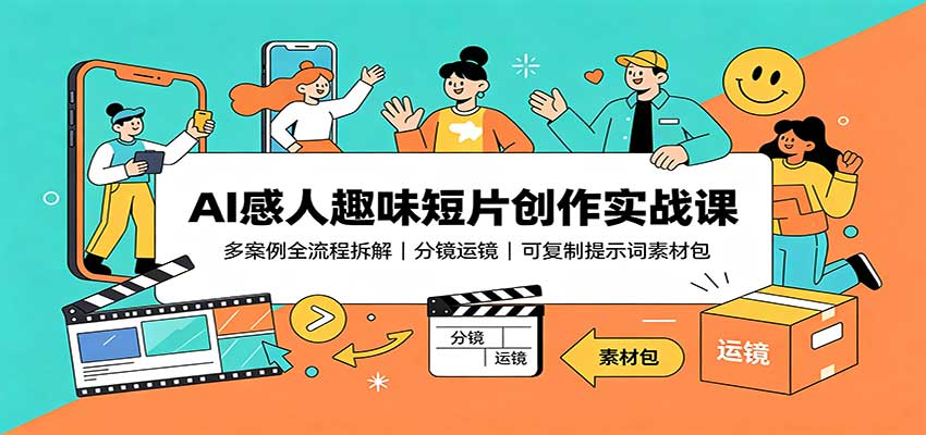 AI感人趣味短片创作实战课：多案例全流程拆解，分镜运镜，可复制提示词素材包|无忧资源社