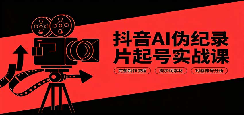 抖音AI伪纪录片起号实战课：完整制作流程，提示词素材，对标账号分析|无忧资源社