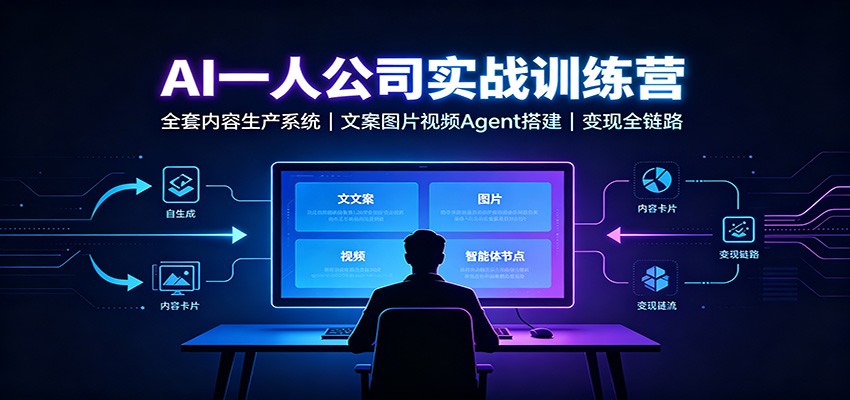 AI创作一人公司实战训练营：全套内容生产系统，文案图片视频Agent搭建变现全链路|无忧资源社