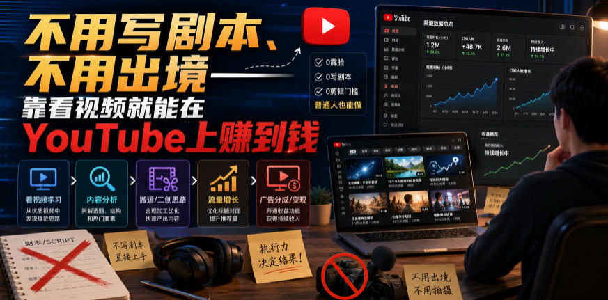 不用写剧本、不用出境——靠看视频就能在YouTube上賺到钱【原创双语字幕】|无忧资源社