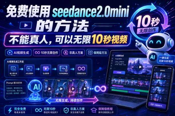 免费使用seedance2.0mini的方法，不能真人，可以无限10秒视频，9图+3音频参考|无忧资源社