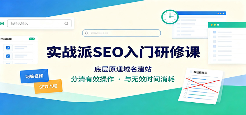 实战派SEO入门研修课：底层原理域名建站，分清有效操作与无效时间消耗|无忧资源社