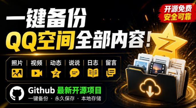 一键将你QQ空间全部内容备份下来！照片/视频/动态信息全存本地，Github最新开源项目QzoneArchive|无忧资源社
