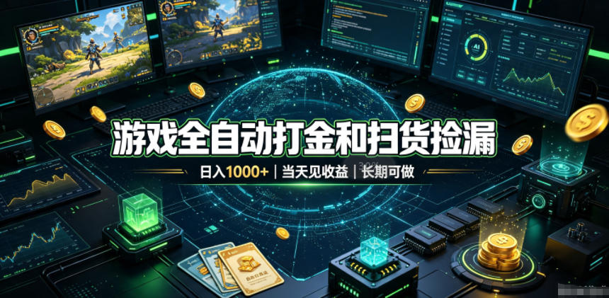 游戏全自动打金和扫货捡漏，日入1k+，当天见收益，长期可做！【揭秘】|无忧资源社