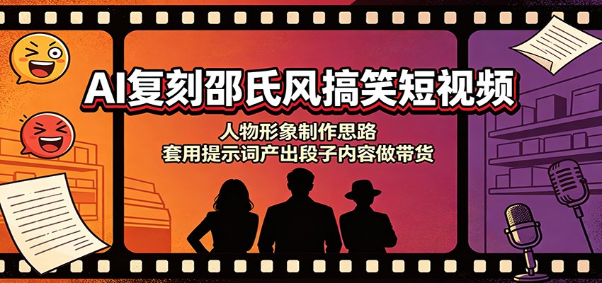 AI复刻邵氏风搞笑短视频：人物形象制作思路，套用提示词产出段子内容做带货|无忧资源社
