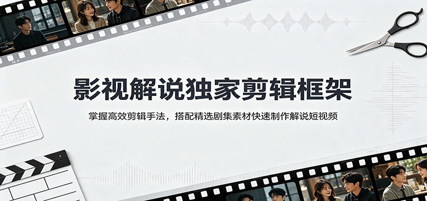 影视解说独家剪辑框架：掌握高效剪辑手法，搭配精选剧集素材快速制作解说短视频|无忧资源社