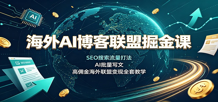 海外AI博客联盟掘金课：SEO搜索流量打法，AI批量写文，高佣金海外联盟变现全套教学|无忧资源社