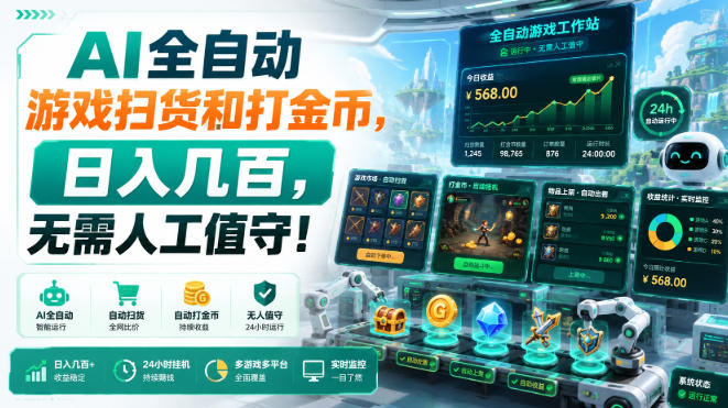 AI全自动游戏扫货和打金币，日入几百，无需人工值守！【揭秘】|无忧资源社