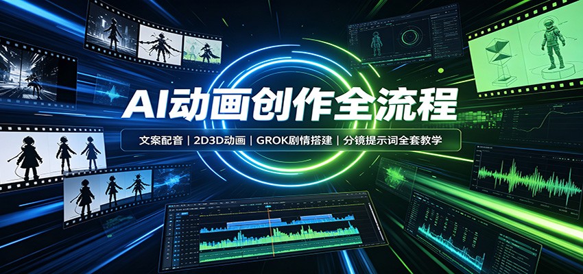 AI动画创作全流程：文案配音，2D3D动画，GROK剧情搭建，分镜提示词全套教学|无忧资源社