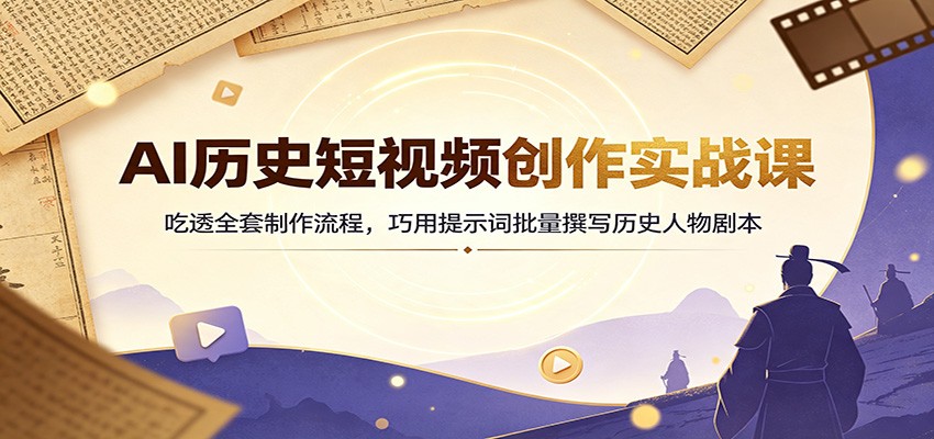 AI历史短视频创作实战课：吃透全套制作流程，巧用提示词批量撰写历史人物剧本|无忧资源社