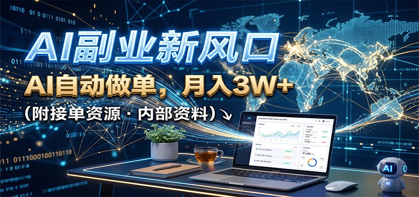 AI副业新风口,AI自动做单,月入3W+,附接单资源|无忧资源社