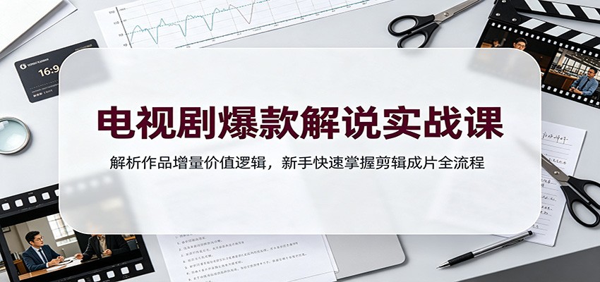 电视剧爆款解说实战课：解析作品增量价值逻辑，新手快速掌握剪辑成片全流程|无忧资源社