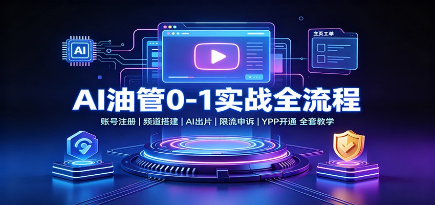 AI油管0-1实战：账号注册频道搭建，AI出片，限流申诉，YPP开通全套教学|无忧资源社
