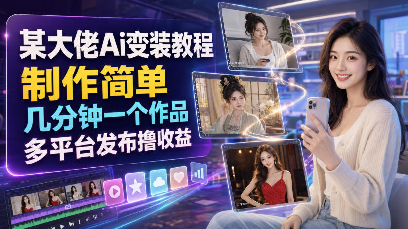 某大佬Ai变装教程,制作简单,几分钟一个作品,多平台发布撸收益|无忧资源社