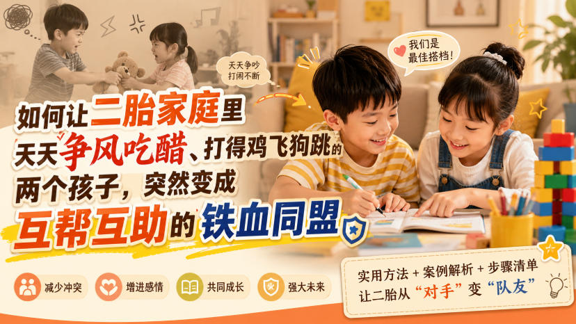 付费文章：如何让二胎家庭里天天争风吃醋、打得鸡飞狗跳的两个孩子，突然变成互帮互助的铁血同盟？|无忧资源社