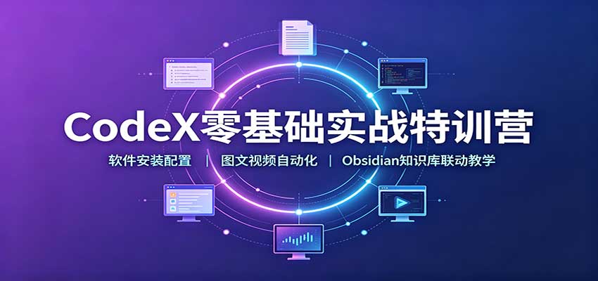 CodeX零基础实战特训营：软件安装配置，图文视频自动化，Obsidian知识库联动教学|无忧资源社