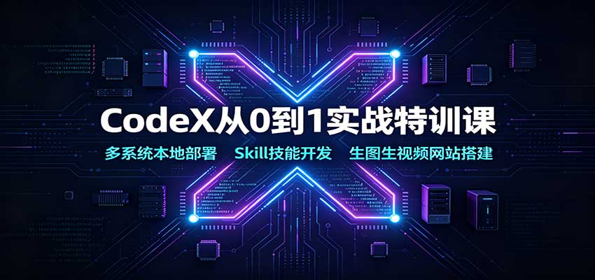 CodeX从0到1实战特训课：多系统本地部署，Skill技能开发，生图生视频网站搭建|无忧资源社