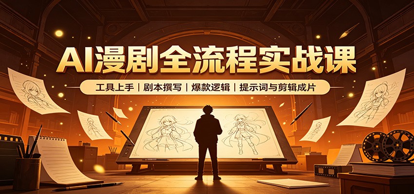 AI漫剧全流程实战课：工具上手、剧本撰写、爆款逻辑、提示词与剪辑成片|无忧资源社
