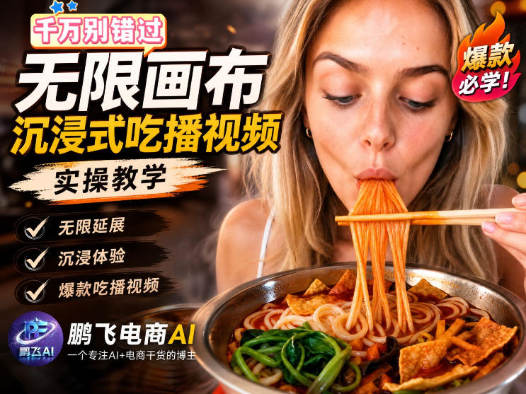 保姆级教程｜用AI无线画布做沉浸式吃播，3步直接出片，无线画布工作流，操作简单好上手|无忧资源社