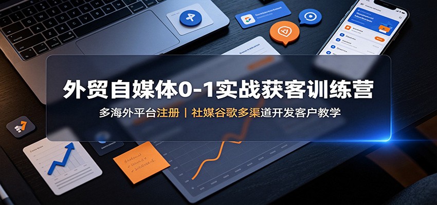 外贸自媒体0-1实战获客训练营：多海外平台注册，社媒谷歌多渠道开发客户教学|无忧资源社