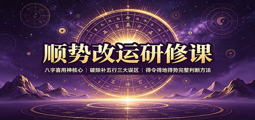 顺势改运研修课：八字喜用神核心，破除补五行三大误区，得令得地得势完整判断方法|无忧资源社