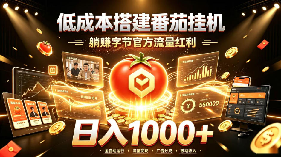 低成本搭建番茄挂G,躺賺字节官方流量红利,日入1k+,全程傻瓜式落地【揭秘】|无忧资源社