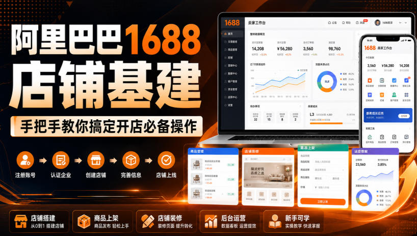 阿里巴巴1688店铺基建，手把手教你搞定开店必备操作（更新8月）|无忧资源社