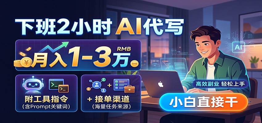 下班2小时AI代写，月入1-3万，附工具指令+接单渠道，小白直接干|无忧资源社