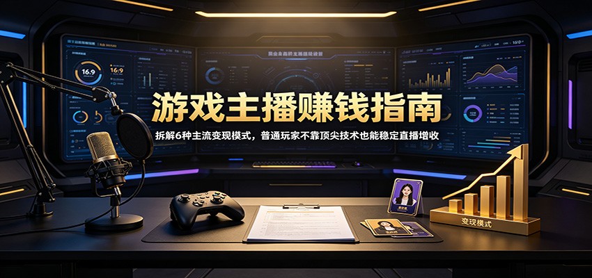 游戏主播赚钱指南：拆解6种主流变现模式，普通玩家不靠顶尖技术也能稳定直播增收|无忧资源社