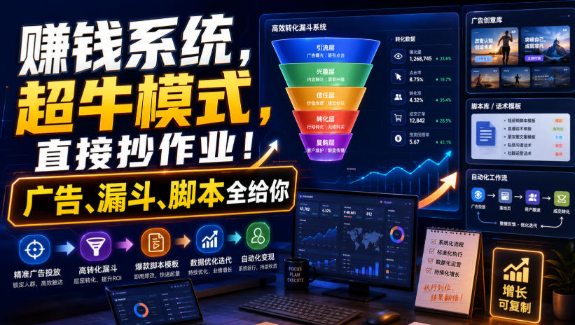 賺钱系统，超牛模式，直接抄作业！广告、漏斗、脚本全给你【原创双语字幕】|无忧资源社