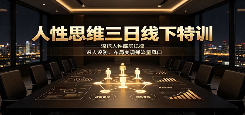 人性思维三日线下特训:深挖人性底层规律,识人设防、布局变现抓流量风口|无忧资源社