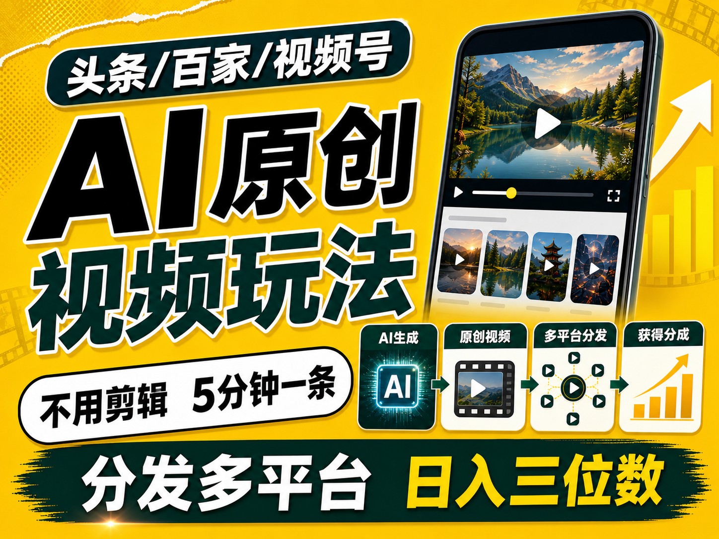 2026头条百家号升级玩法 5分钟一条原创视频 发多平台赚收|无忧资源社