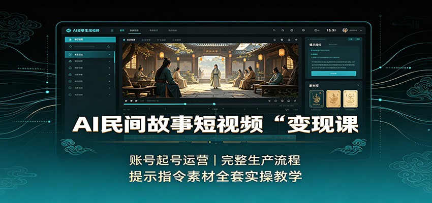 AI民间故事短视频变现课：账号起号运营，完整生产流程，提示指令素材全套实操教学|无忧资源社