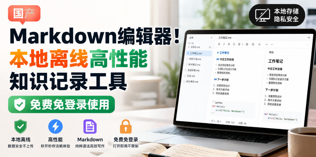 国产Markdown编辑器！本地离线高性能知识记录工具，免费免登录使用|无忧资源社
