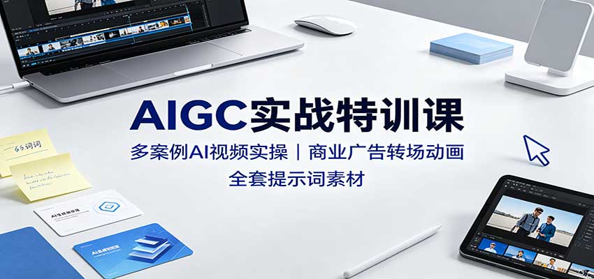 AIGC实战特训课：多案例AI视频实操，商业广告转场动画，全套提示词素材|无忧资源社