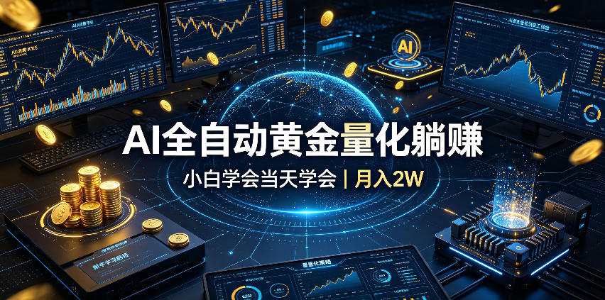 AI全自动黄金量化躺赚：小白学会当天学会，月入2W！|无忧资源社