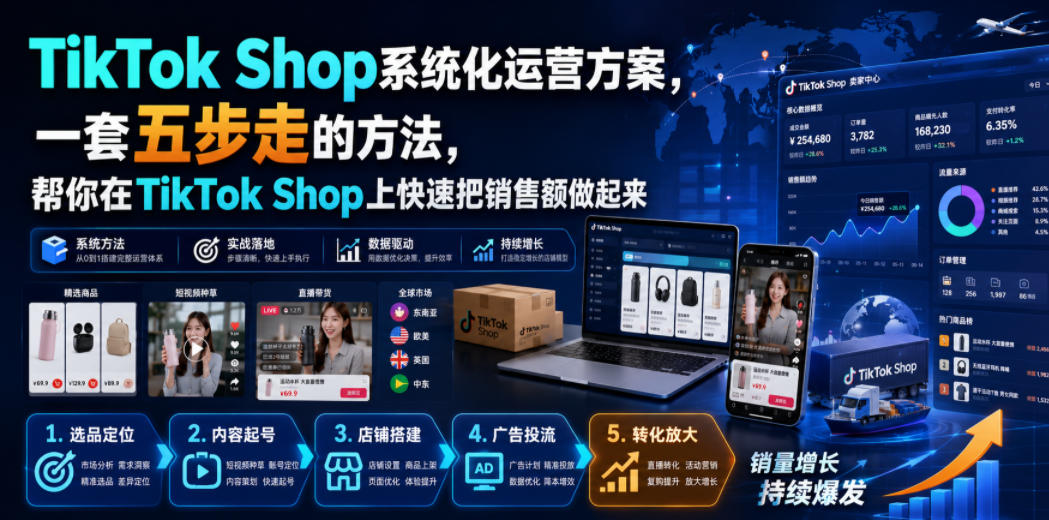 TikTok Shop系统化运营方案，一套五步走的方法，帮你在TikTok Shop上快速把销售额做起来【原创双语字幕】|无忧资源社