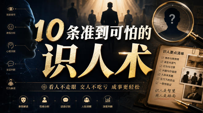 付费文章：10条准到可怕的识人术|无忧资源社